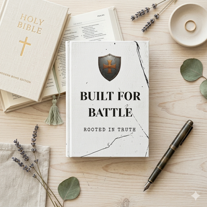 Christian Hardcover Journal – Built for Battle, Rooted in Truth | Faith Notebook for Men | Lined Bible Journal