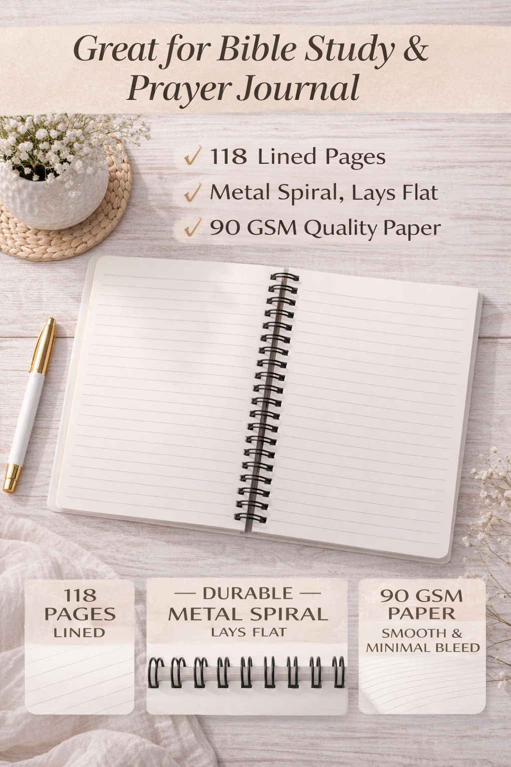 Be Still and Know Christian Journal for Women | Psalm 46:10 Spiral Notebook for Prayer, Bible Study & Daily Devotion