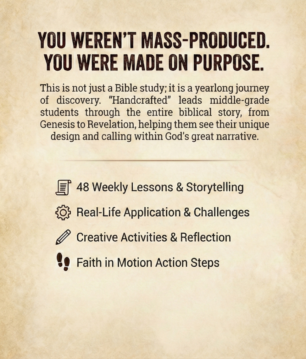 Handcrafted: A 48-Week Guide to Biblical Discipleship | Christian Curriculum for Middle School, Homeschool & Sunday School