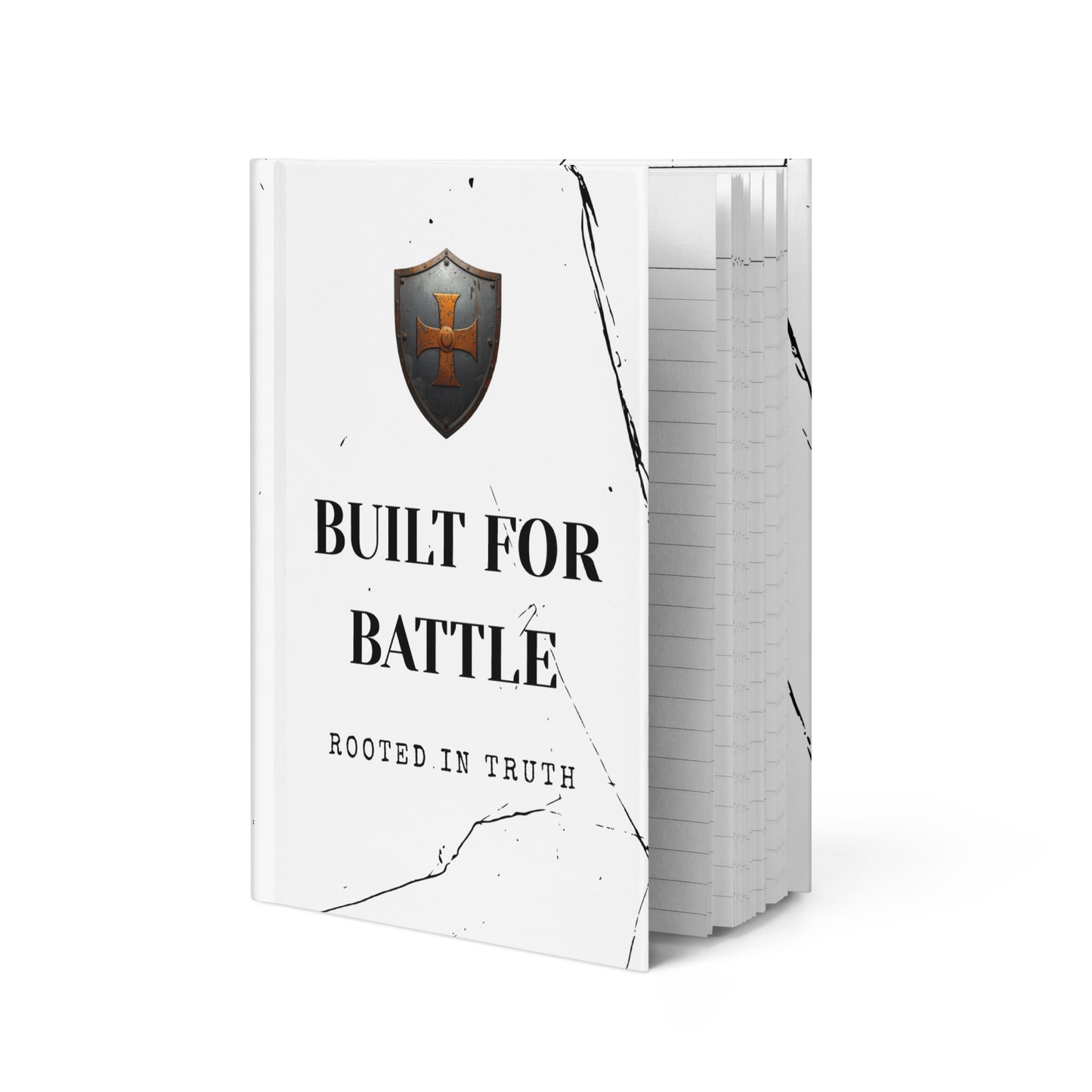 Christian Hardcover Journal – Built for Battle, Rooted in Truth | Faith Notebook for Men | Lined Bible Journal