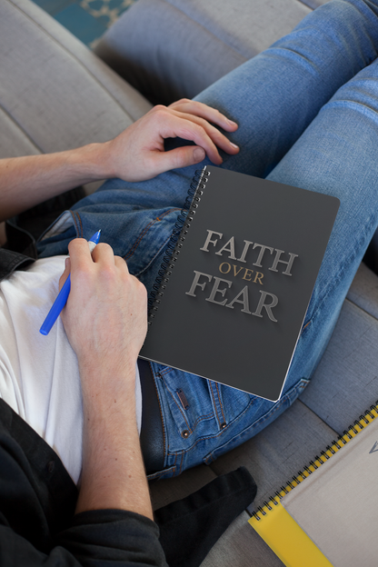 Faith Over Fear Christian Notebook for Men | Spiral Journal | Bible Verse Notebook | Christian Gift for Men | Daily Devotional Journal | Scripture Notebook